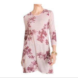 NWT🏷 CHICO’s Tunic Dusty Rose 3/4 sleeves Mauve Floral Sz 00 (XS)